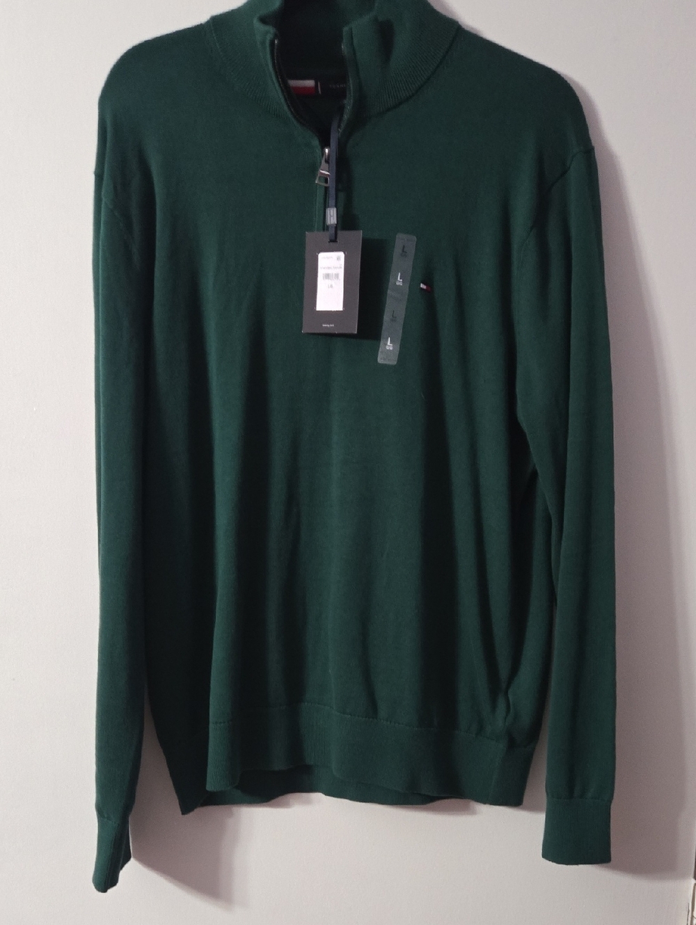 Tommy Hilfiger Men's Dark Green Zip-Neck Sweater